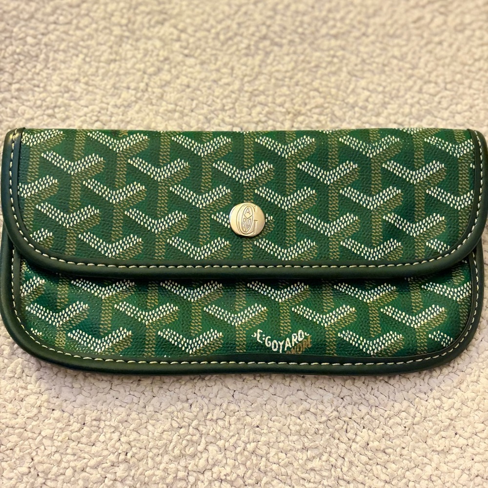 Goyard Green Signature Coated Canvas Wallet Clutch
